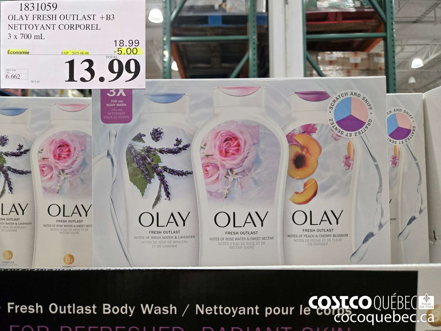 1831059 OLAY FRESH OUTLAST +B3 NETTOYANT CORPOREL  ($5.00 INSTANT SAVINGS EXPIRES ON 2025-06-08) $13.99