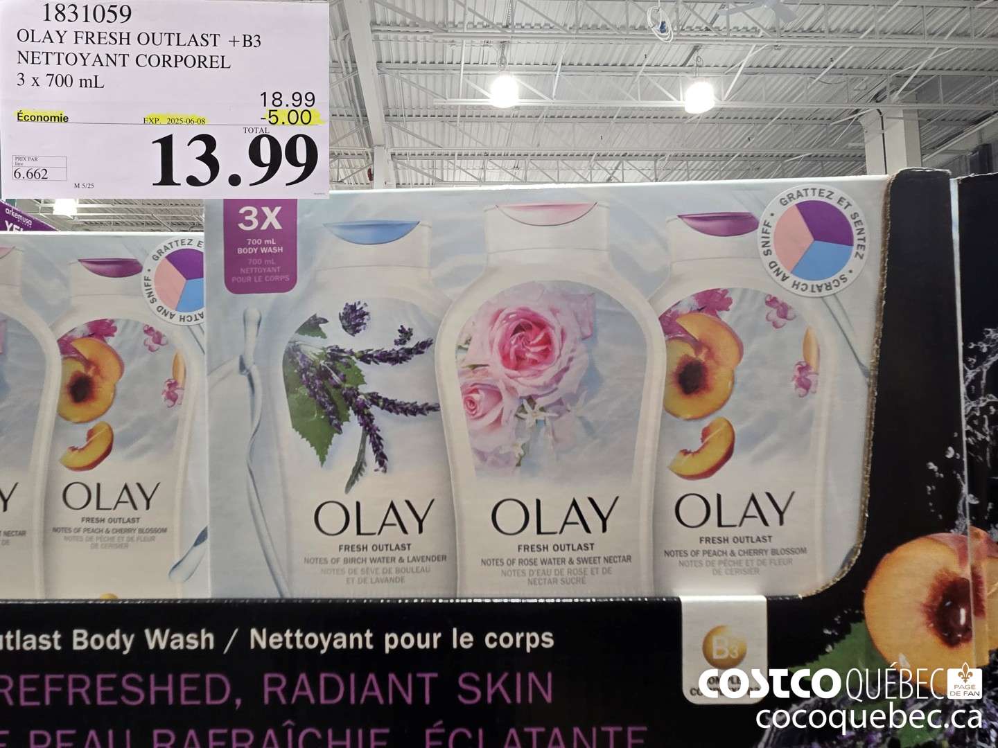1831059 OLAY FRESH OUTLAST +B3 NETTOYANT CORPOREL  ($5.00 INSTANT SAVINGS EXPIRES ON 2025-06-08) $13.99