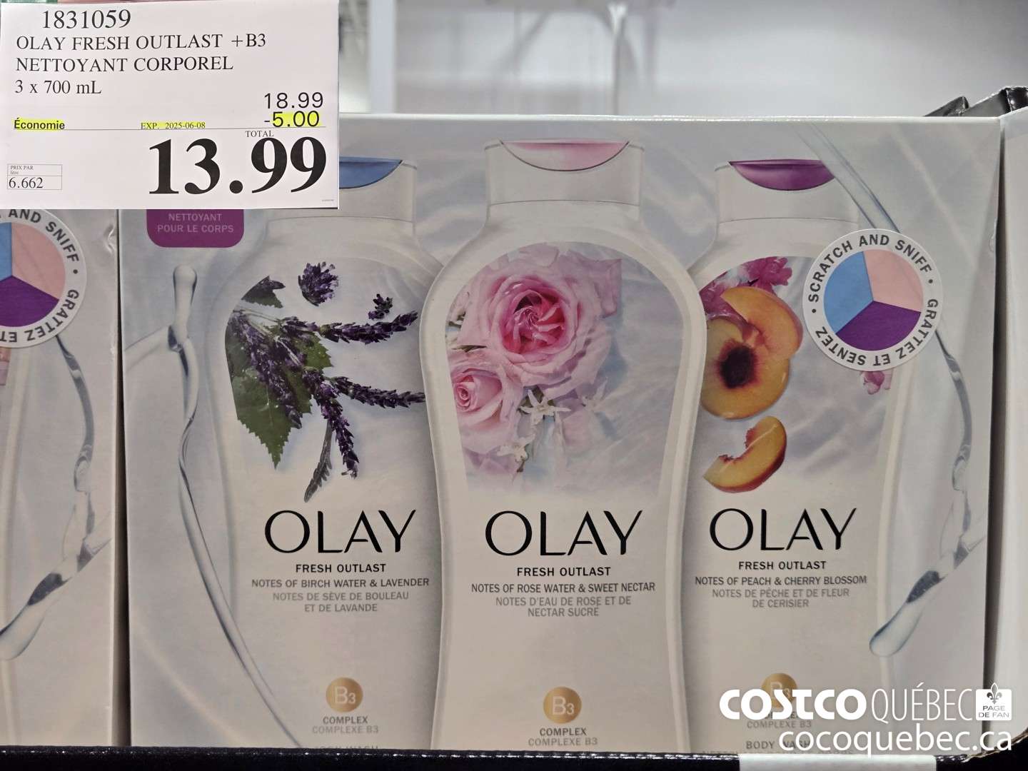 1831059 OLAY FRESH OUTLAST +B3 NETTOYANT CORPOREL  ($5.00 INSTANT SAVINGS EXPIRES ON 2025-06-08) $13.99