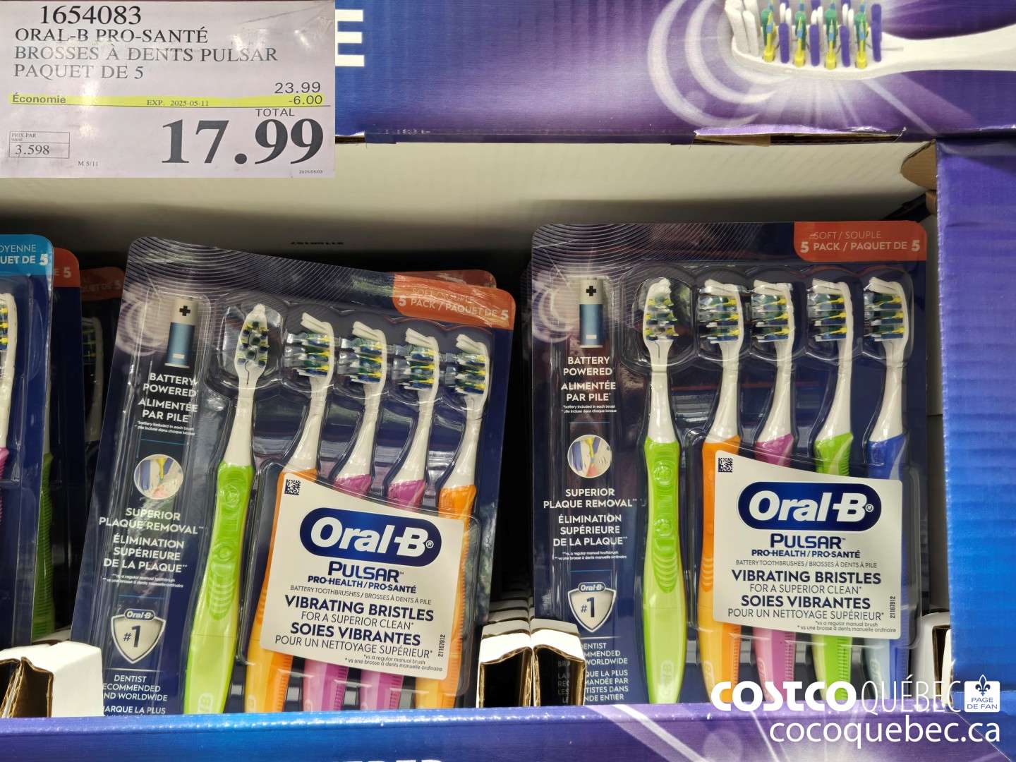 1654083 ORAL-B PRO-SANTE BROSSES A DENTS PULSAR ($6.00 INSTANT SAVINGS EXPIRES ON 2025-05-11) $17.99