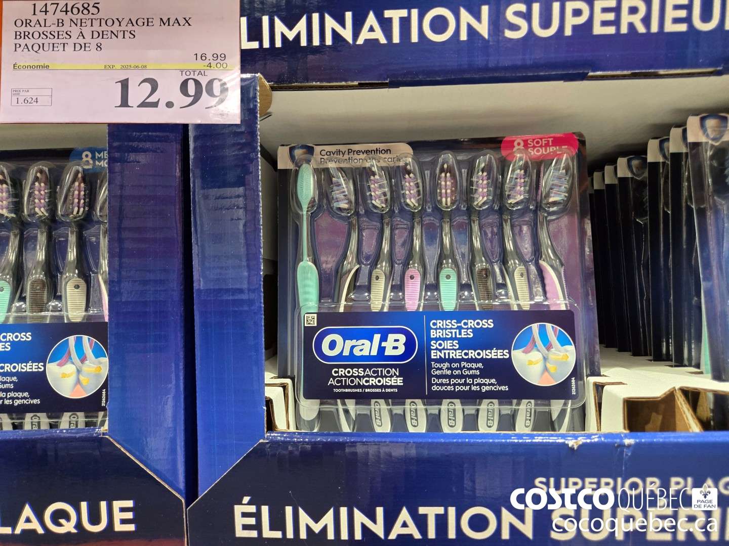 1474685 ORAL- B NETTOYAGE MAX BROSSES A DENTS PAQUET DE 8 ($4.00 INSTANT SAVINGS EXPIRES ON 2025-06-08) $12.99