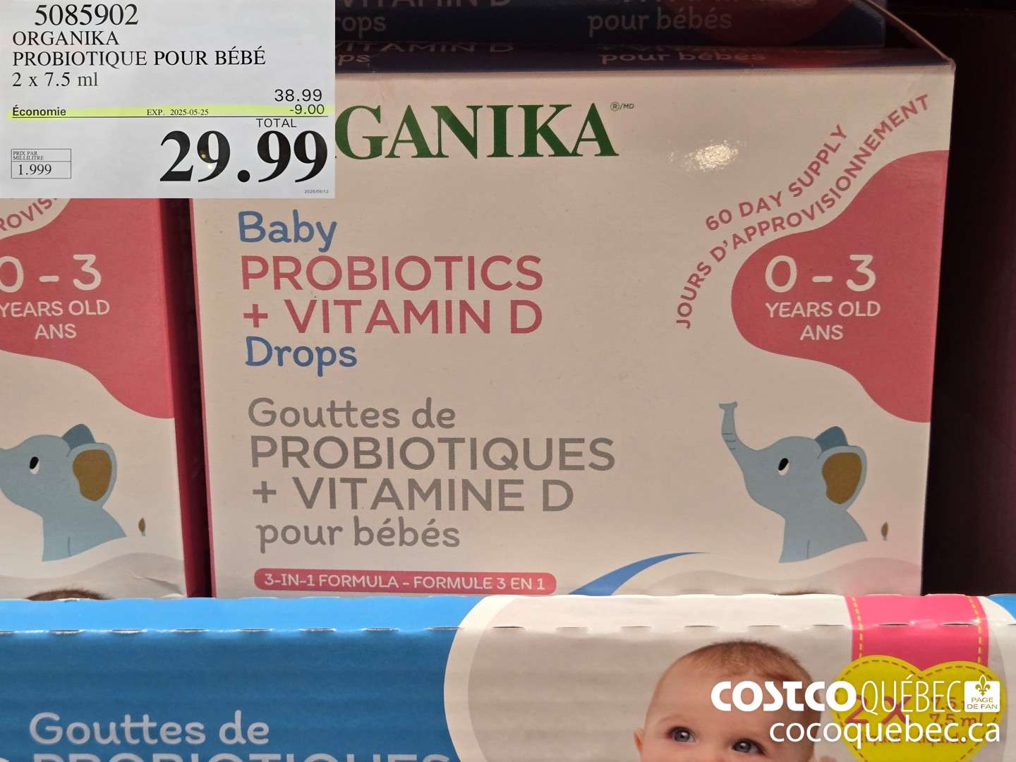 5085902 ORGANIKA PROBIOTIQUE POUR BEBE 2x 7.5 ml  ($9.00 INSTANT SAVINGS EXPIRES ON 2025-05-25) $29.99