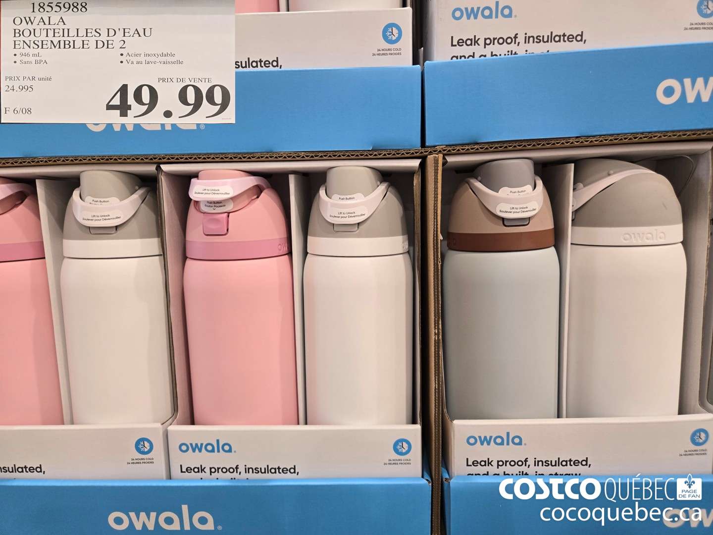 18559388 OWALA BOUTEILLES D'EAU ENSEMBLE DE 2  $49.99