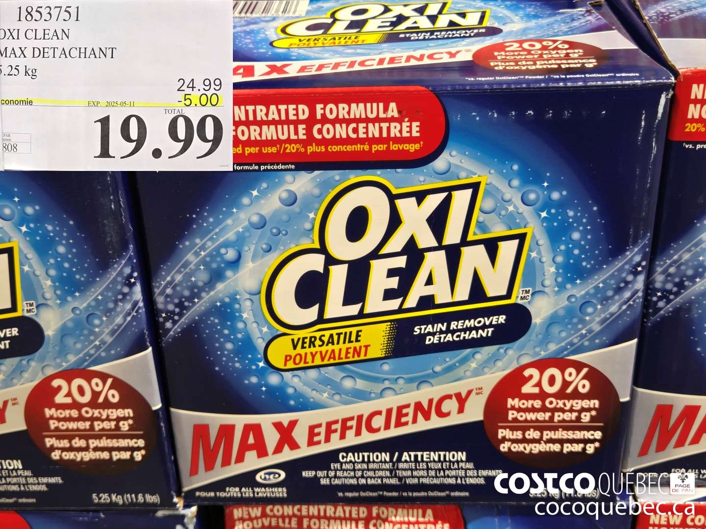 1853751 OXI CLEAN MAX DETACHANT  ($5.00 INSTANT SAVINGS EXPIRES ON 2025-05-11) $19.99
