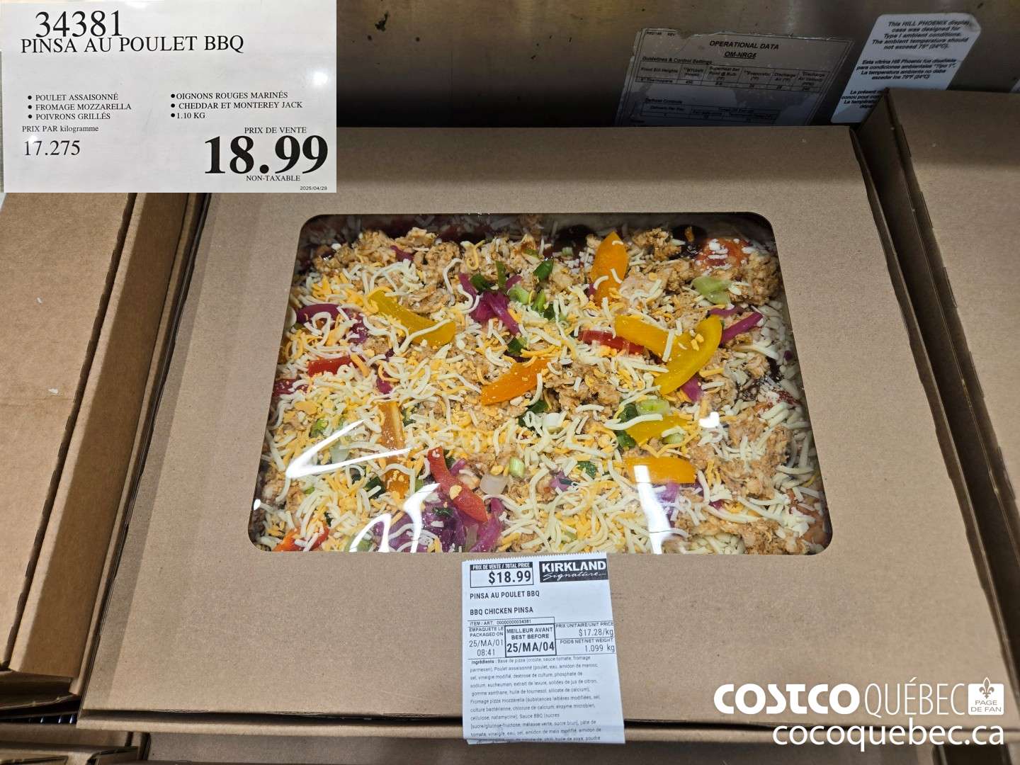 34381 PINSA AU POULET BBQ  $18.99