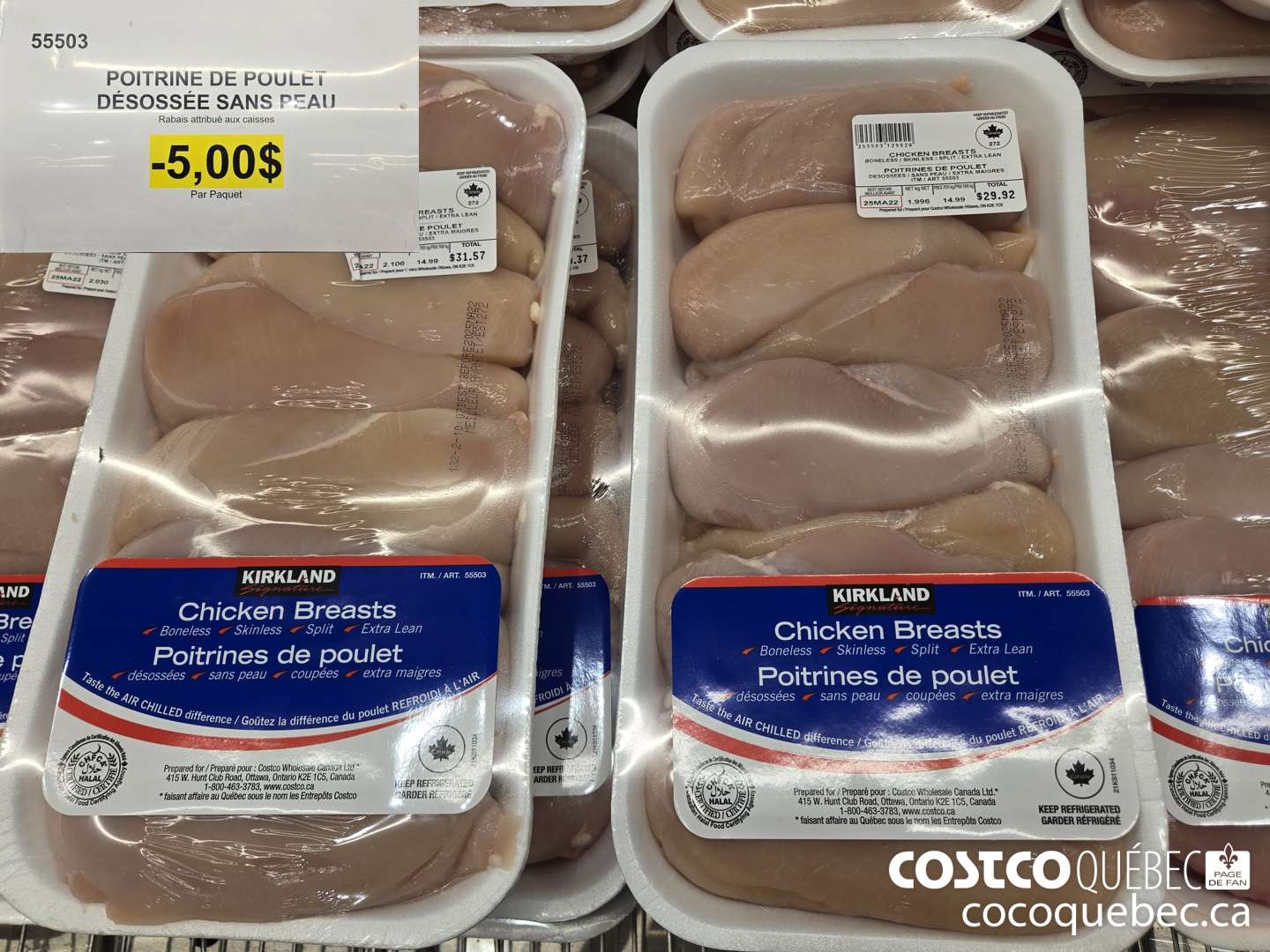 55503 POITRINE DE POULET DESOSSEE SANS PEAU  ($5.00 INSTANT SAVINGS)