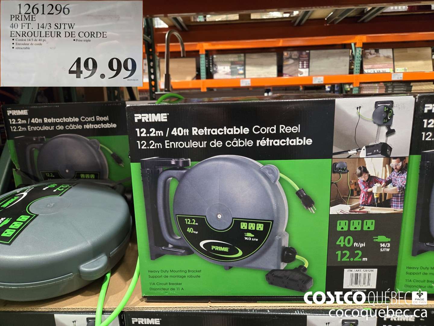 1261296 PRIME 40 FT. 14/3 SJTW ENROULEUR DE CORDE  $49.99