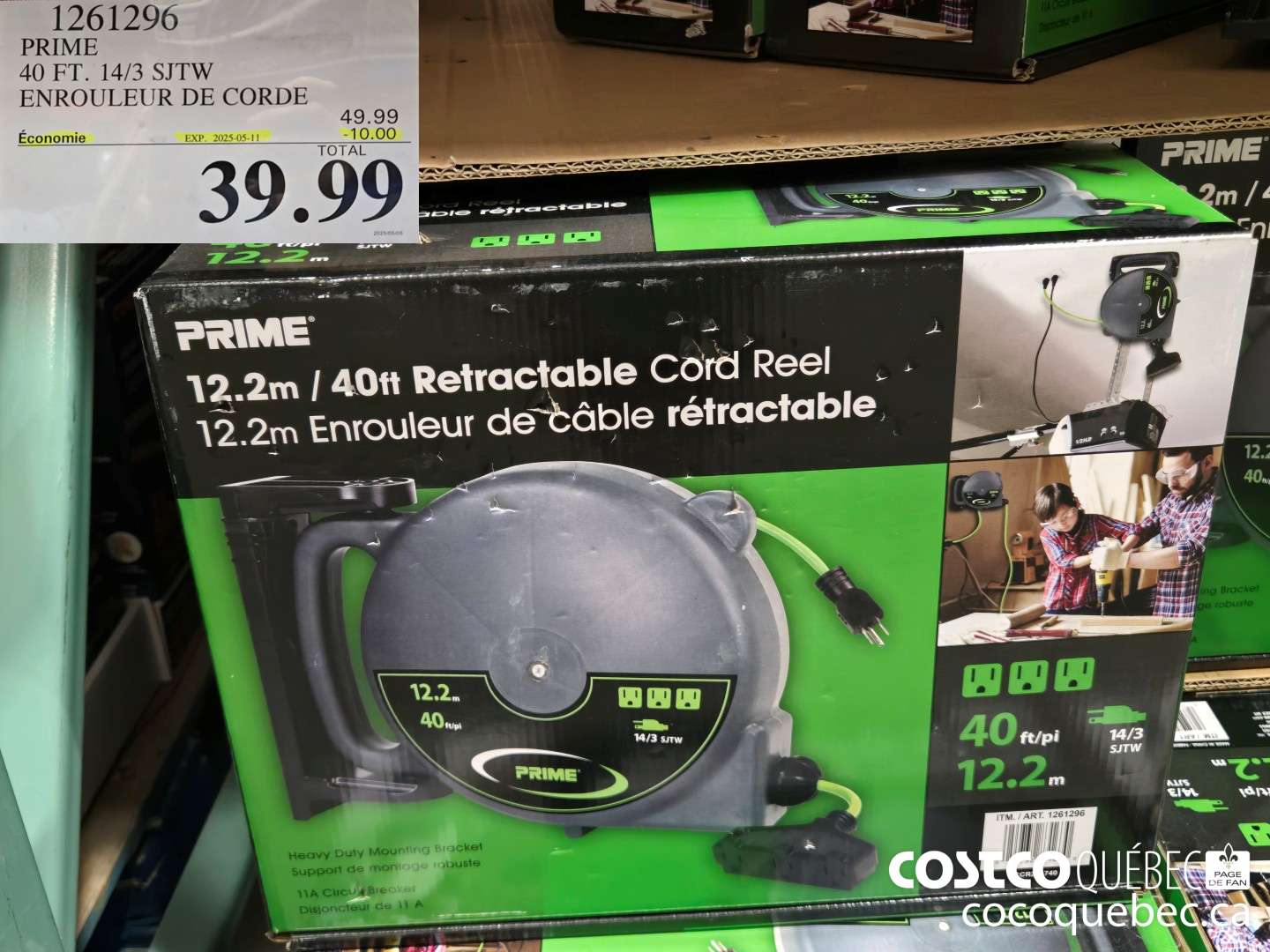 1261296 PRIME 40 FT. 14/3 SJTW ENROULEUR DE CORDE  ($10.00 INSTANT SAVINGS EXPIRES ON 2025-05-11) $39.99