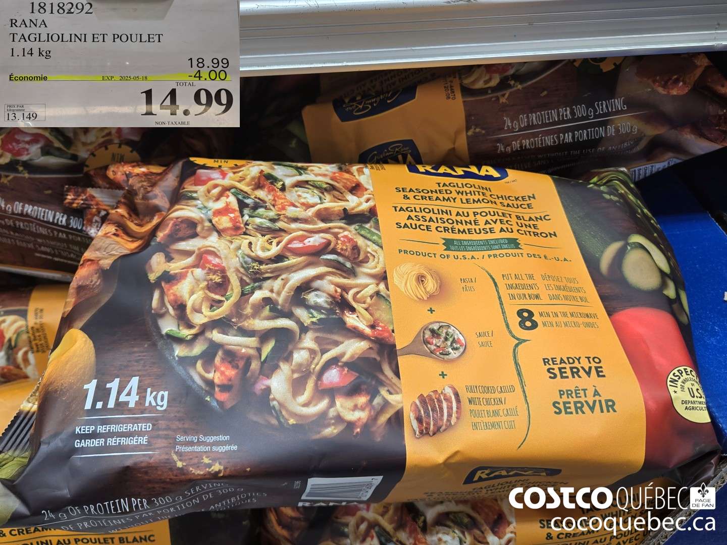 1818292 RANA TAGLIOLINI ET POULET 1.14 kg ($4.00 INSTANT SAVINGS EXPIRES ON 2025-05-18) $14.99