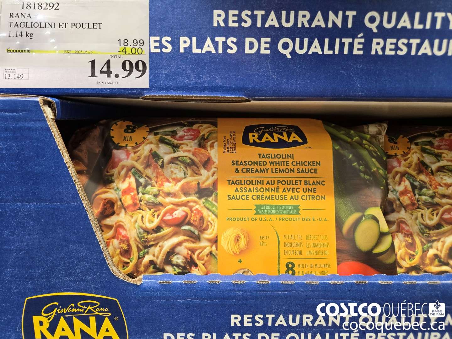 13818292 RANA TAGLIOLINI ET POULET 1.14 kg  ($4.00 INSTANT SAVINGS EXPIRES ON 2025-05-26) $14.99