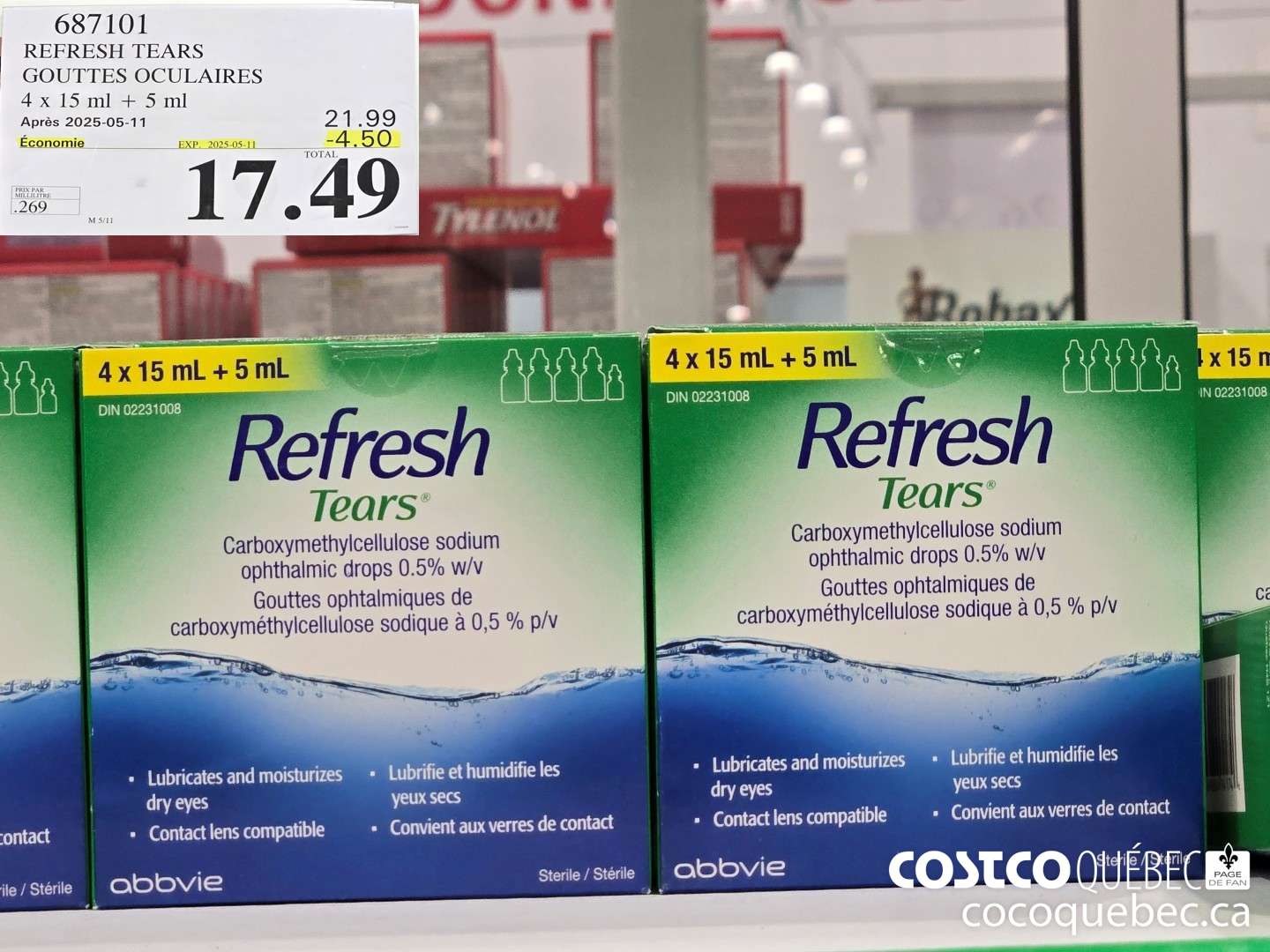 687101 REFRESH TEARS GOUTTES OCULAIRES ($4.50 INSTANT SAVINGS EXPIRES ON 2025-05-11) $17.49