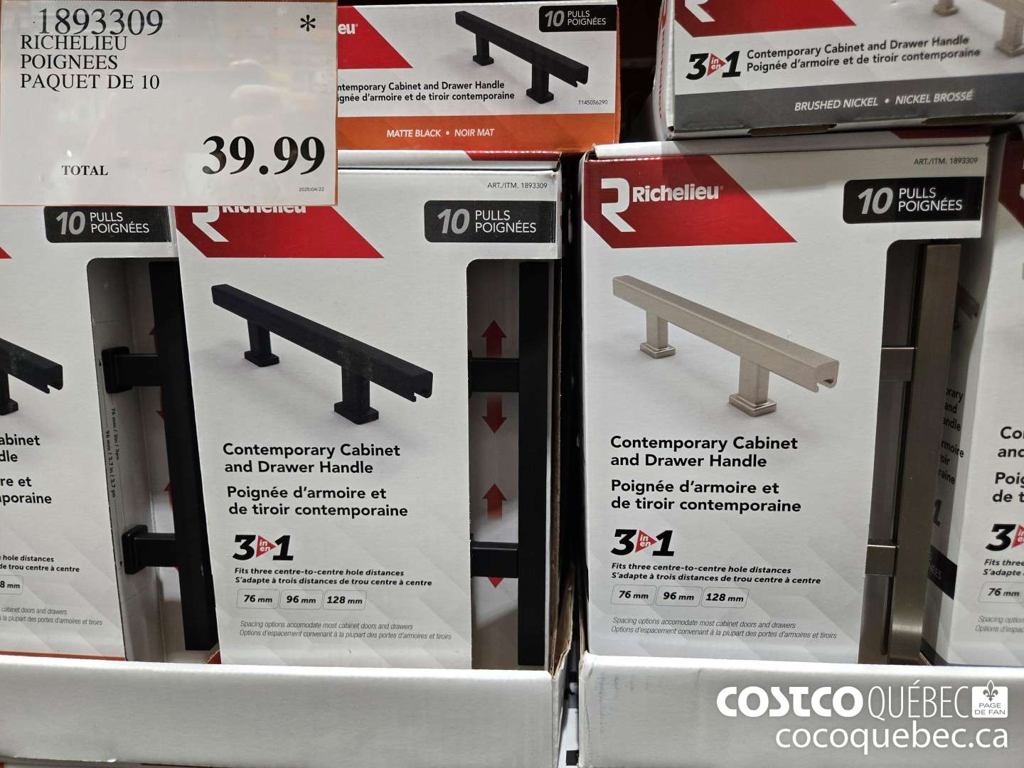 1893309 RICHELIEU POIGNEES PAQUET DE 10  $39.99