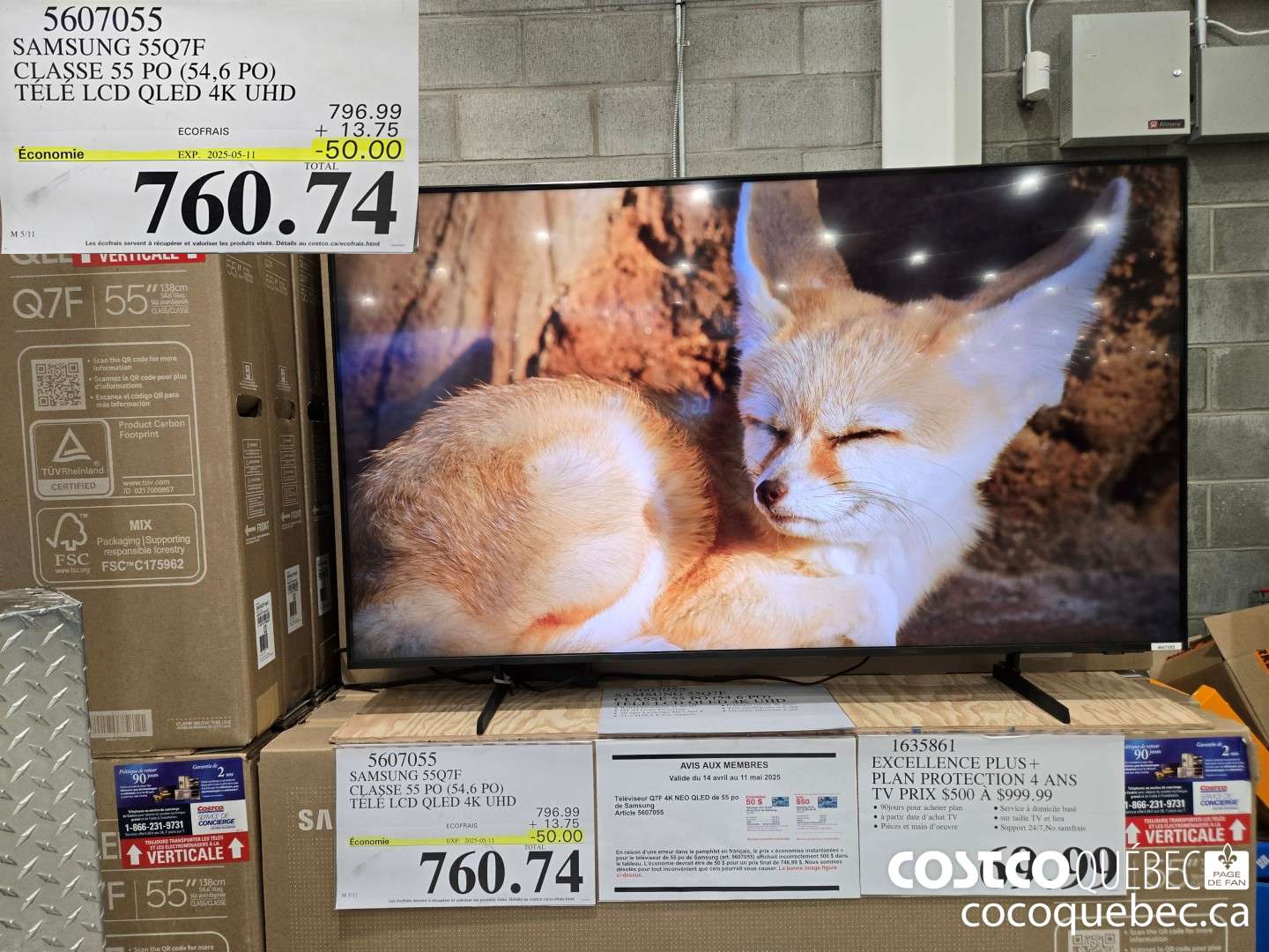 5607055 SAMSUNG 55Q7F CLASSE 55 PO (54,6 PO) TELE LCD QLED 4K UHD  ($50.00 INSTANT SAVINGS EXPIRES ON 2025-05-11) $760.74