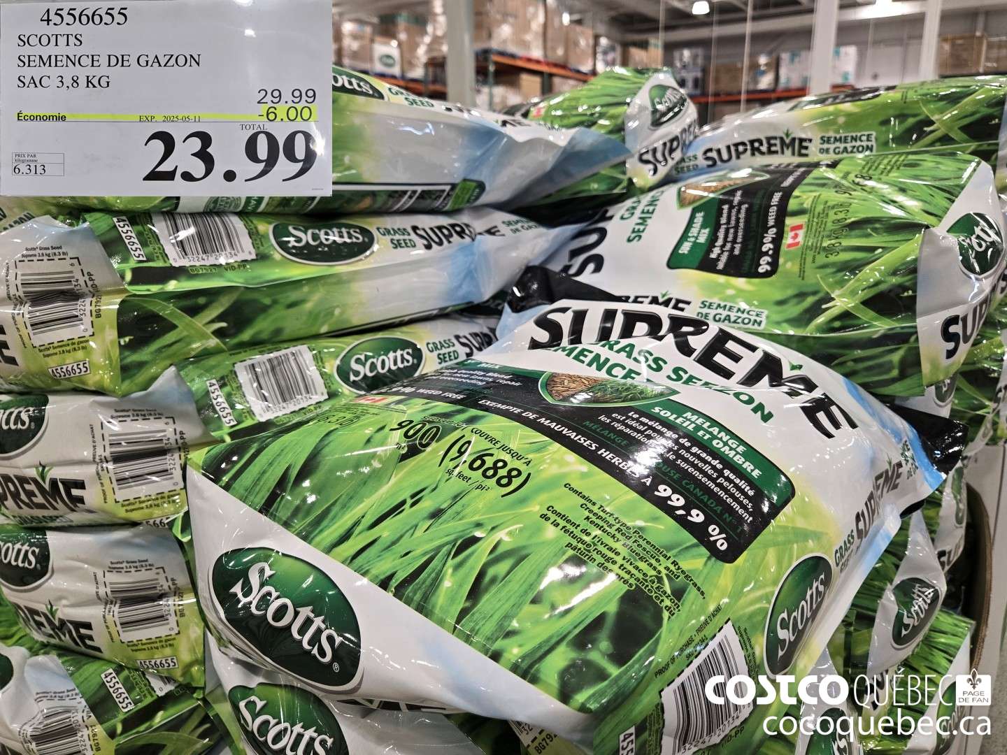 4556655 SCOTTS SEMENCE DE GAZON SAC 3,8 KG  ($6.00 INSTANT SAVINGS EXPIRES ON 2025-05-11) $23.99