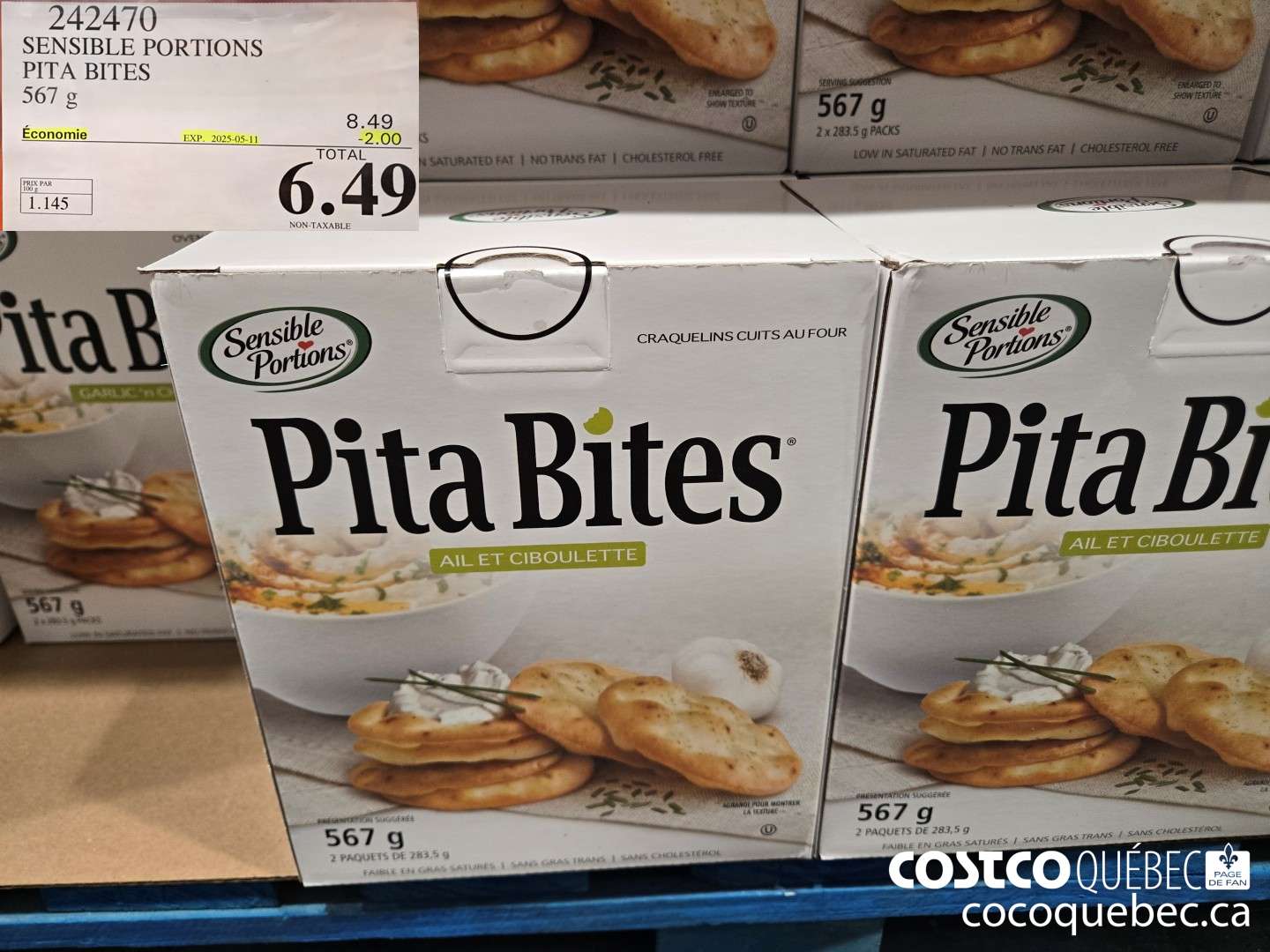 242470 SENSIBLE PORTIONS PITA BITES 567 g ($2.00 INSTANT SAVINGS EXPIRES ON 2025-05-11) $6.49