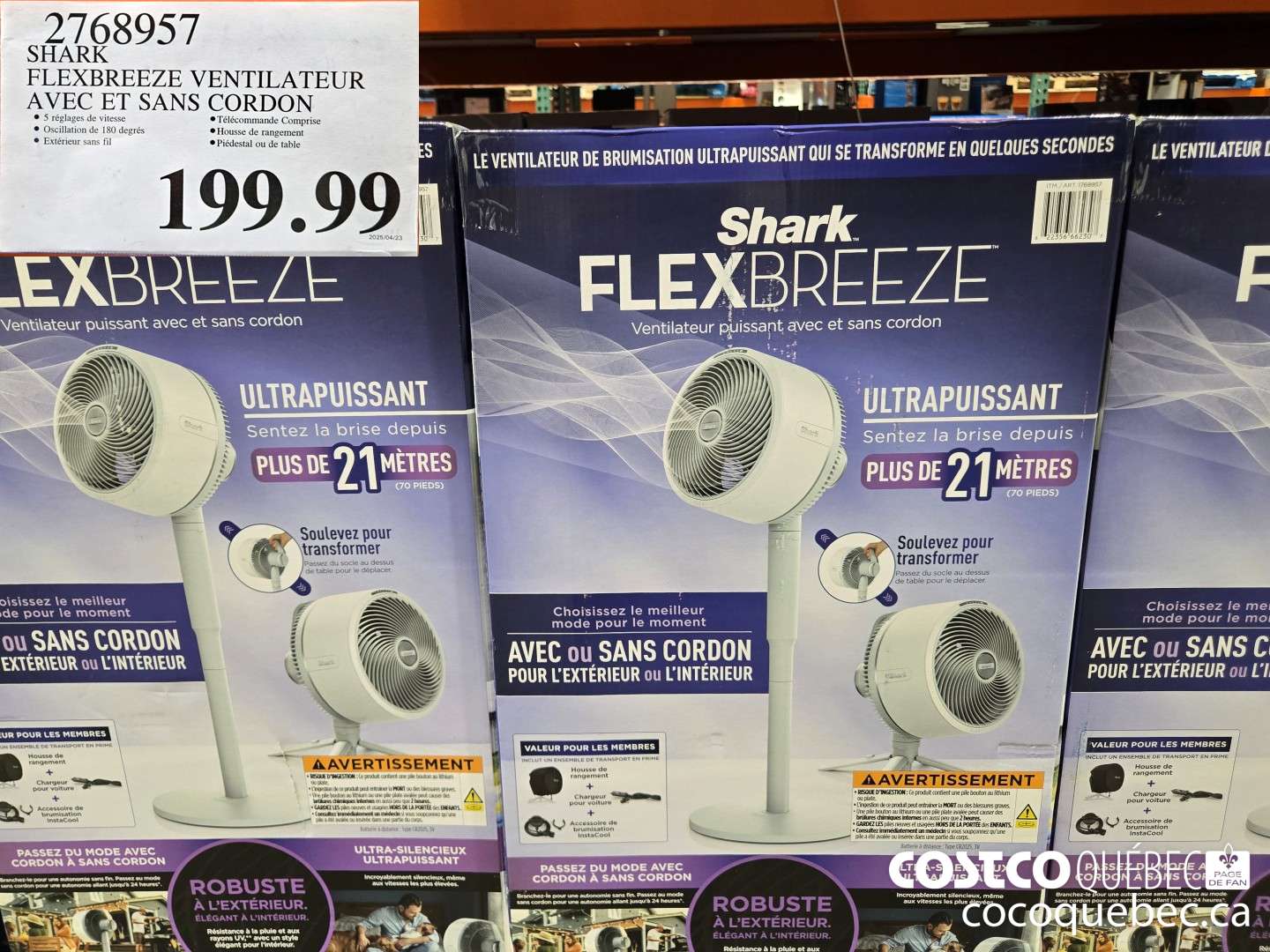 2708957 SHARK FLEXBREEZE VENTILATEUR AVEC ET SANS CORDON  $199.99