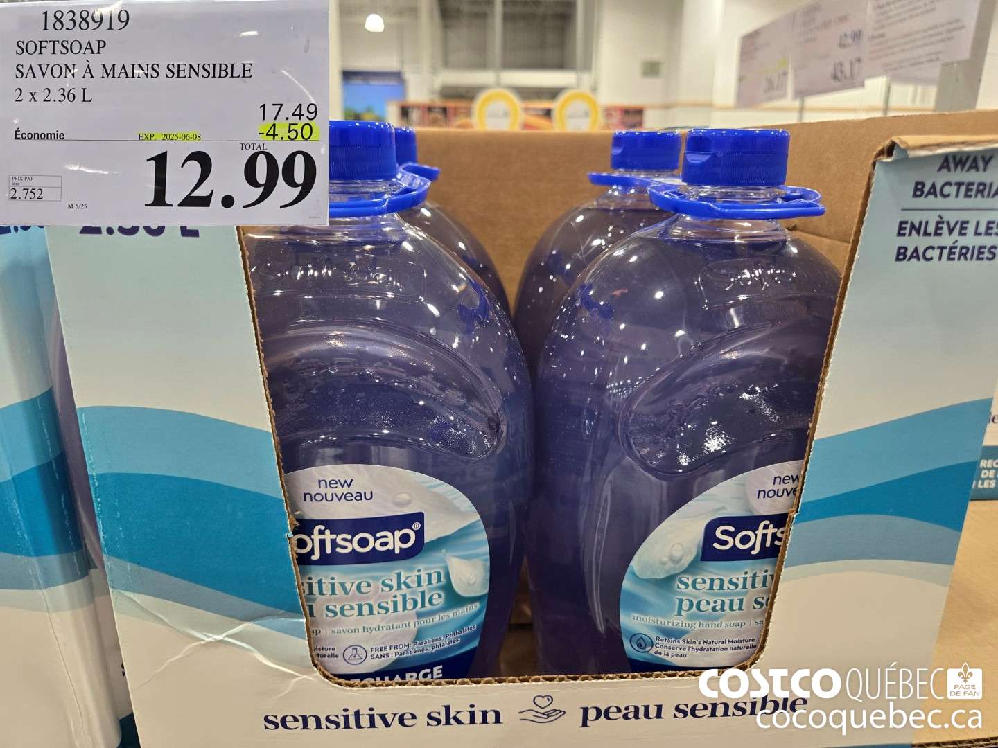 1838919 SOFTSOAP SAVON A MAINS SENSIBLE  ($3.50 INSTANT SAVINGS EXPIRES ON 2025-06-08) $12.99