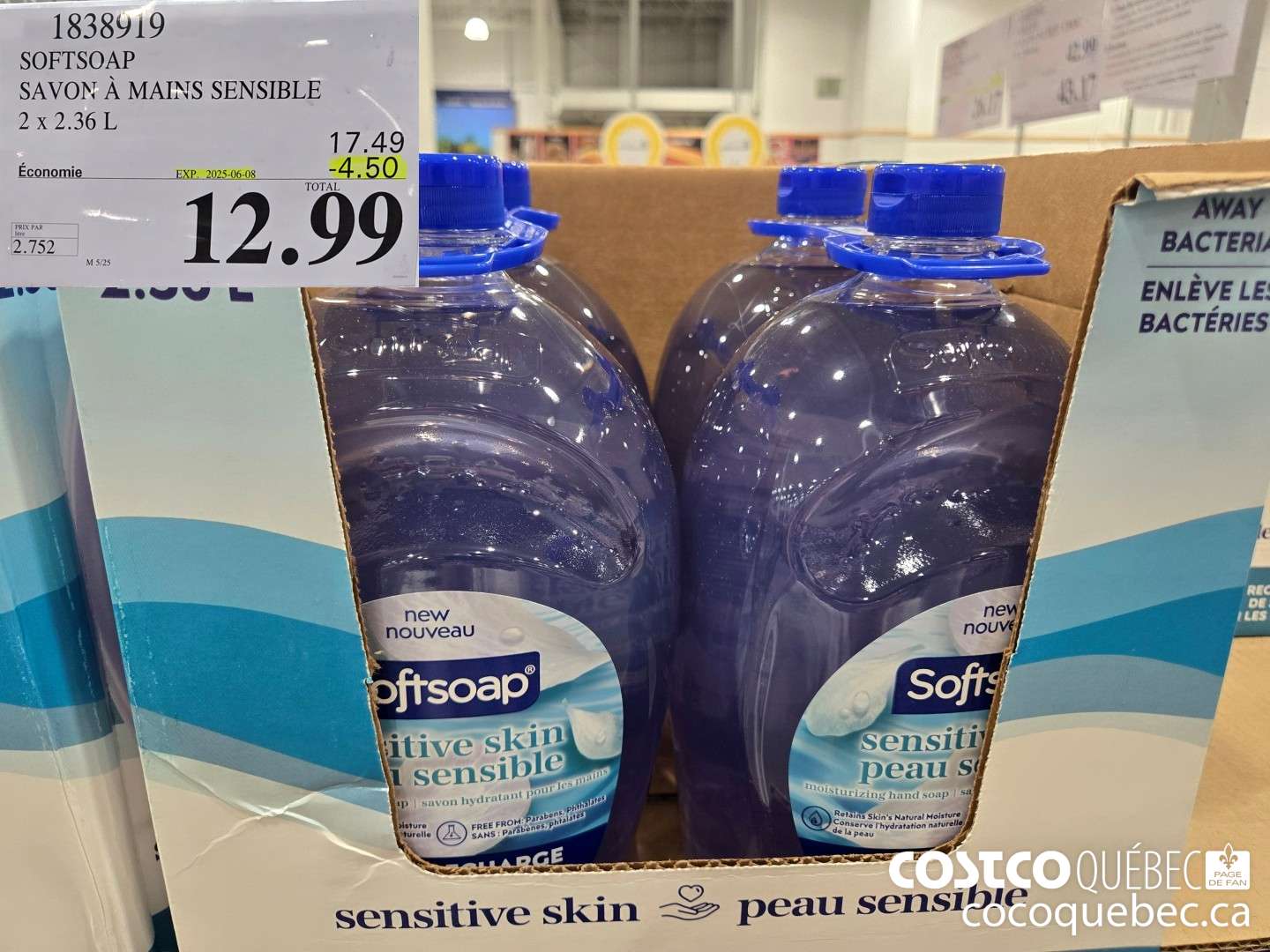 1838919 SOFTSOAP SAVON A MAINS SENSIBLE  ($4.50 INSTANT SAVINGS EXPIRES ON 2025-06-08) $12.99