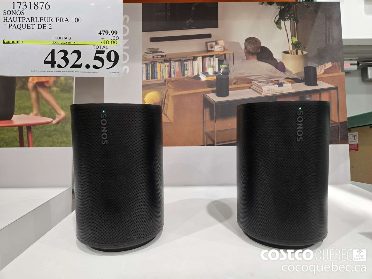 1731876 SONOS HAUTPARLEUR ERA 100 PAQUET DE 2  ($48.00 INSTANT SAVINGS EXPIRES ON 2025-06-15) $432.59
