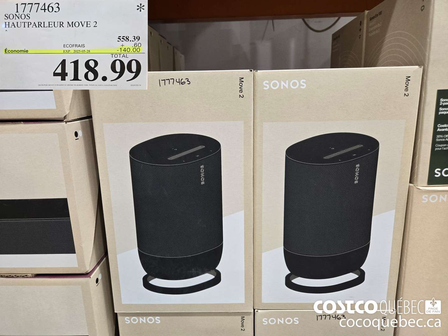 1777463 SONOS HAUTPARLEUR MOVE 2  ($140.00 INSTANT SAVINGS EXPIRES ON 2025-05-28) $418.99