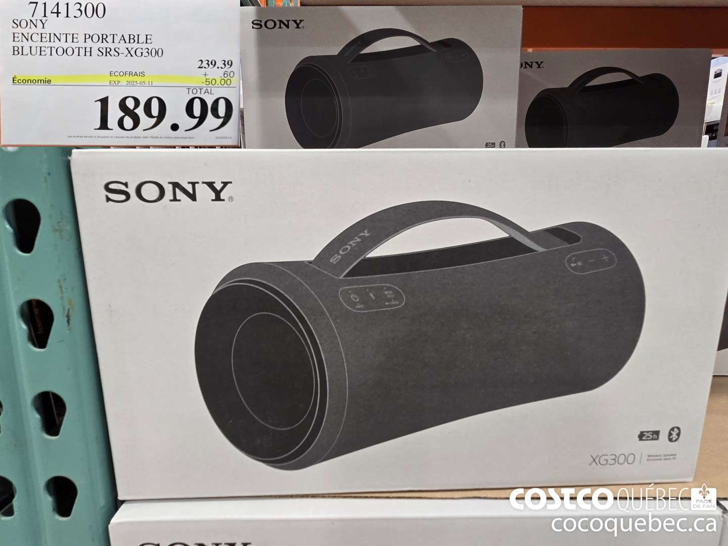 7141300 SONY ENCEINTE PORTABLE BLUETOOTH SRS-XG300  ($50.00 INSTANT SAVINGS EXPIRES ON 2025-05-11) $189.99
