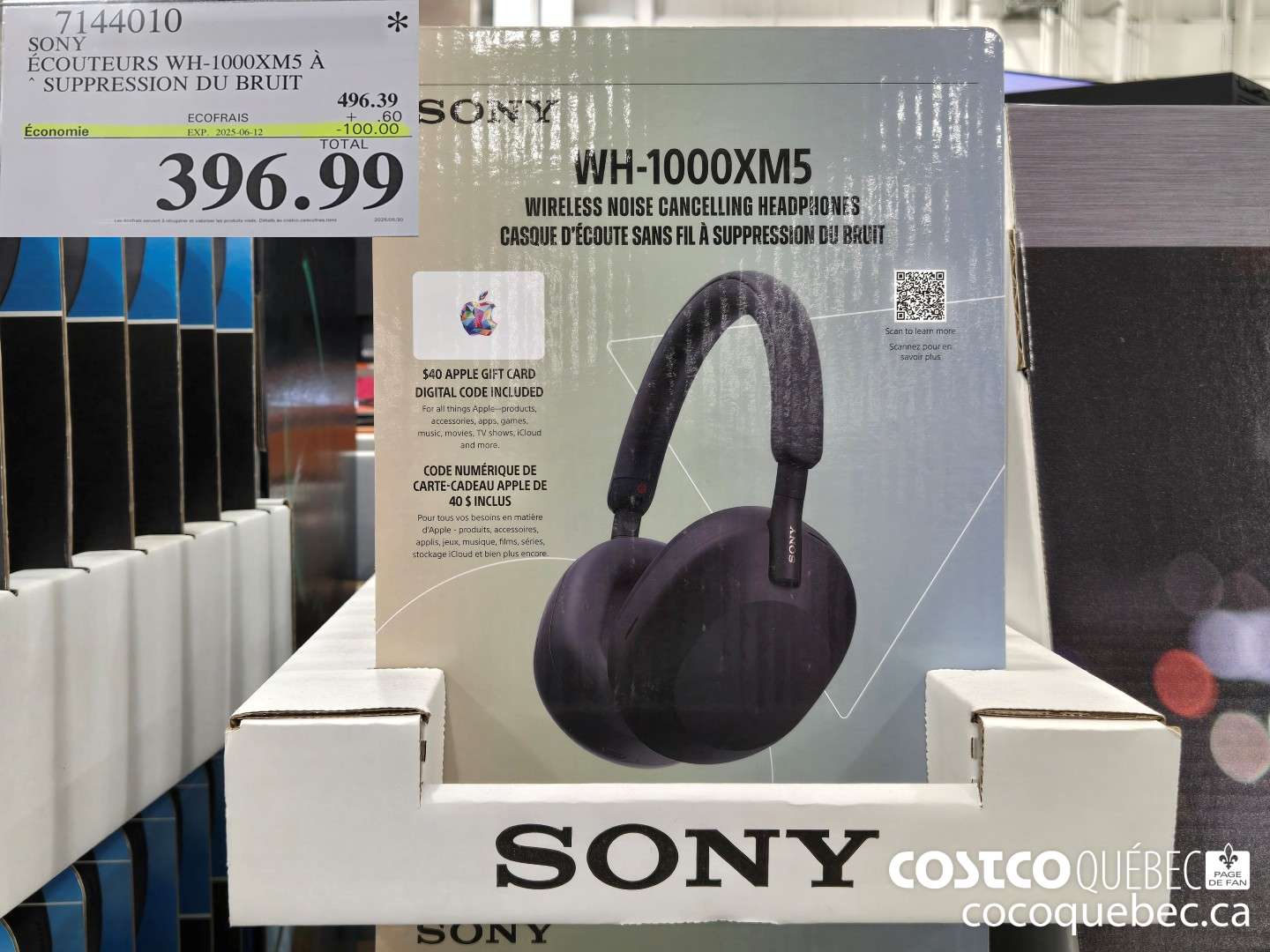 7144010 SONY ECOUTEURS WH-l1000XM5 SUPPRESSION DU BRUIT  ($100.00 INSTANT SAVINGS EXPIRES ON 2025-06-12) $396.99