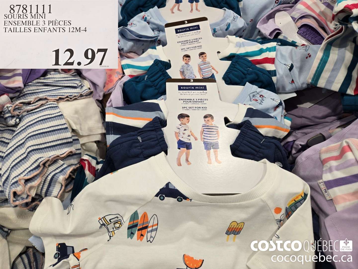 8781111 SOURIS MINI ENSEMBLE 3 PIECES TAILLES ENFANTS 12M-4  $12.97