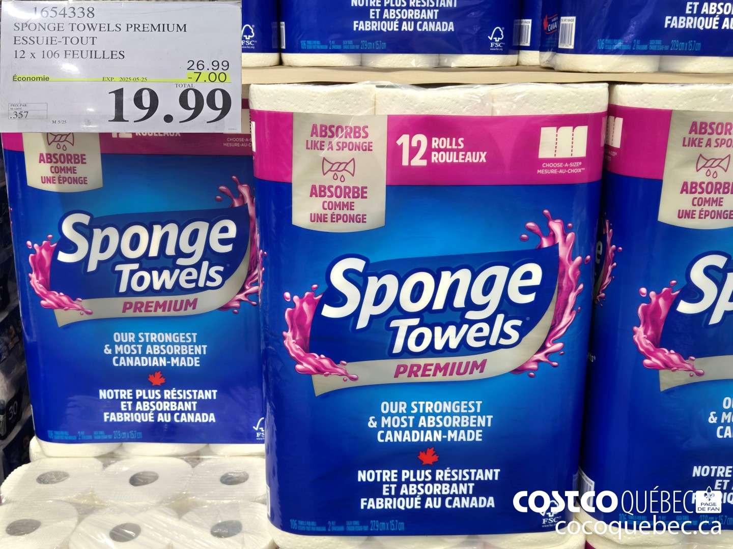 1654338 SPONGE TOWELS PREMIUM ESSUIE-LOUT 12 x 106 FEUILLES ($7.00 INSTANT SAVINGS EXPIRES ON 2025-05-25) $19.99