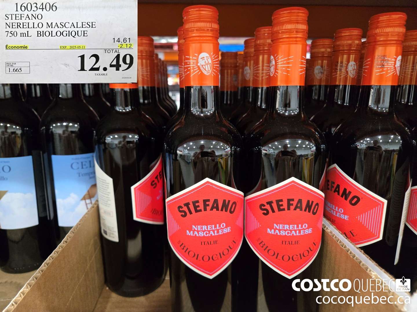 1603406 STEFANO NERELLO MASCALESE 750 mL BIOLOGIQUE ($2.12 INSTANT SAVINGS EXPIRES ON 2025-05-11) $12.49