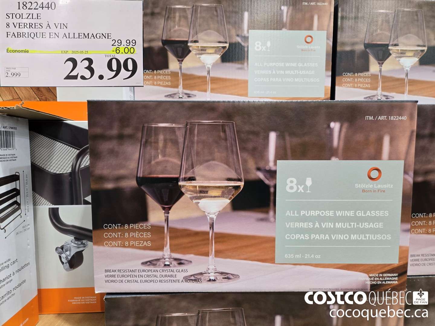1822440 STOLZLE 8 VERRES A VIN FABRIQUE EN ALLEMAGNE  ($6.00 INSTANT SAVINGS EXPIRES ON 2025-05-25) $23.99