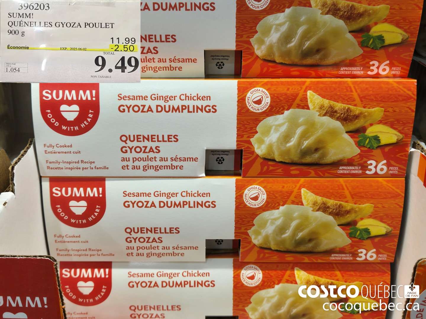 596203 SUMM! QUENELLES GYOZA POULET 900 g NON-TAXABLE  ($2.50 INSTANT SAVINGS EXPIRES ON 2025-06-02) $9.49