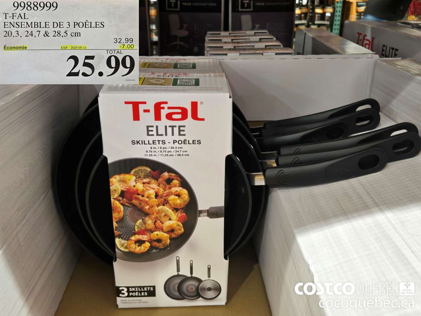 9988999 T-FAL ENSEMBLE DE 3 POELES 20,3, 24,7 & 28.5 cm  ($7.00 INSTANT SAVINGS EXPIRES ON 2025-05-11) $25.99