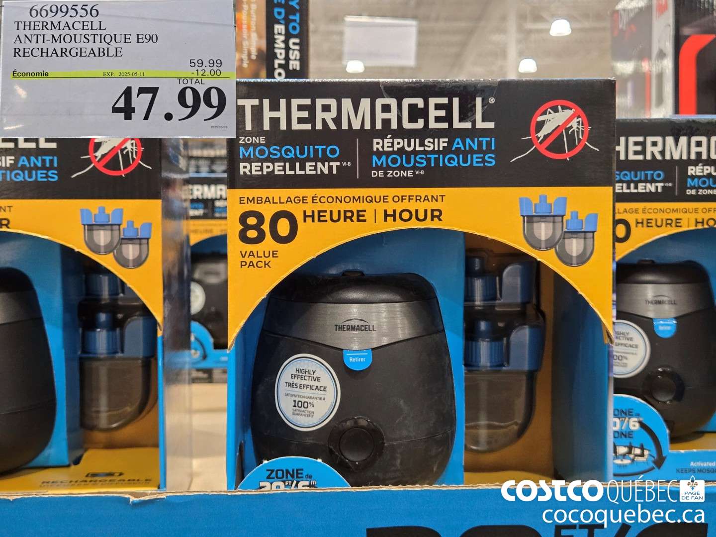 6699556 THERMACELL ANTI-MOUSTIQUE E90 RECHARGEABLE  $47.99