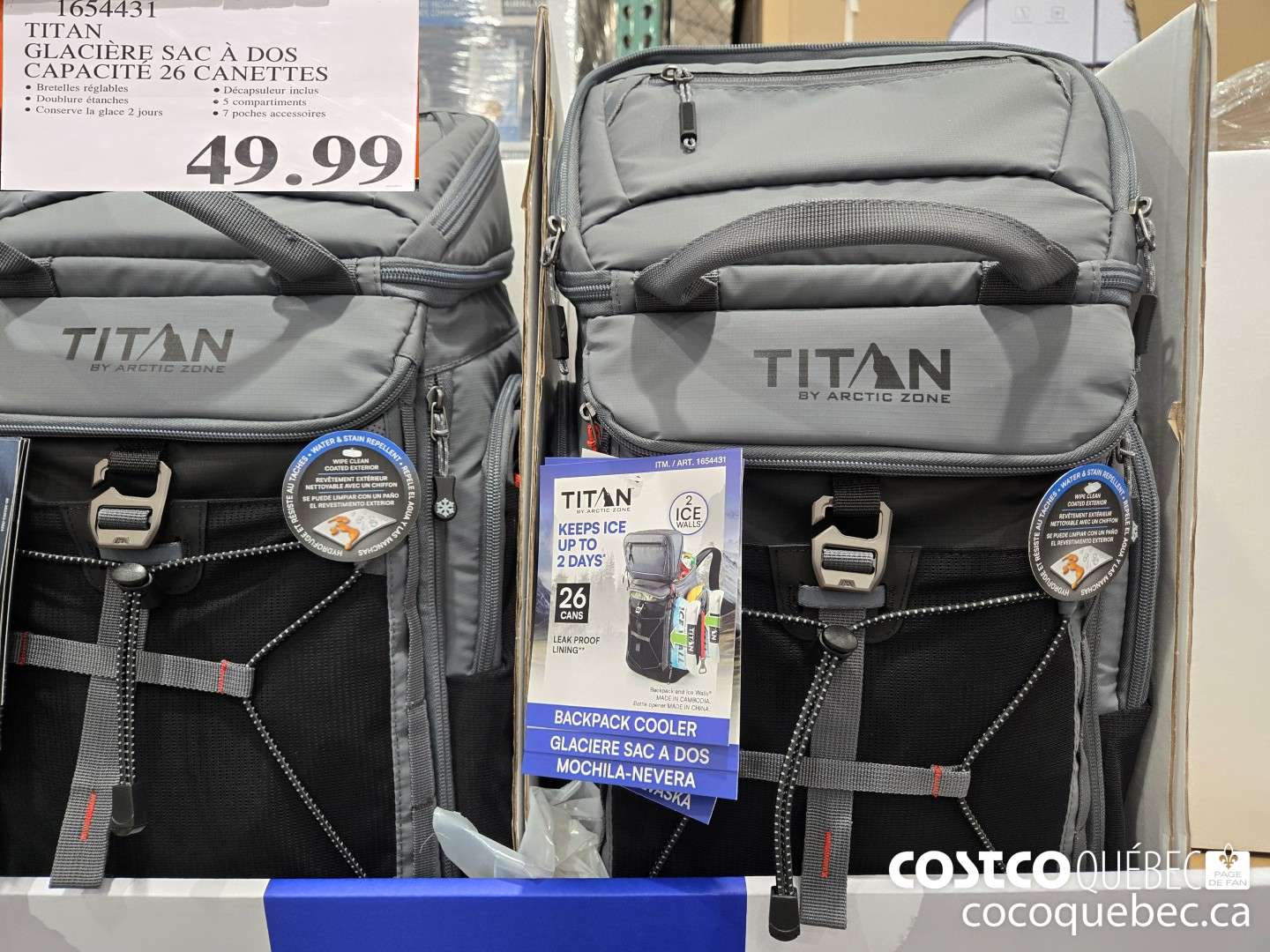 1654431 TITAN GLACIERE SAC A DOS CAPACITE 26 CANETTES  $49.99