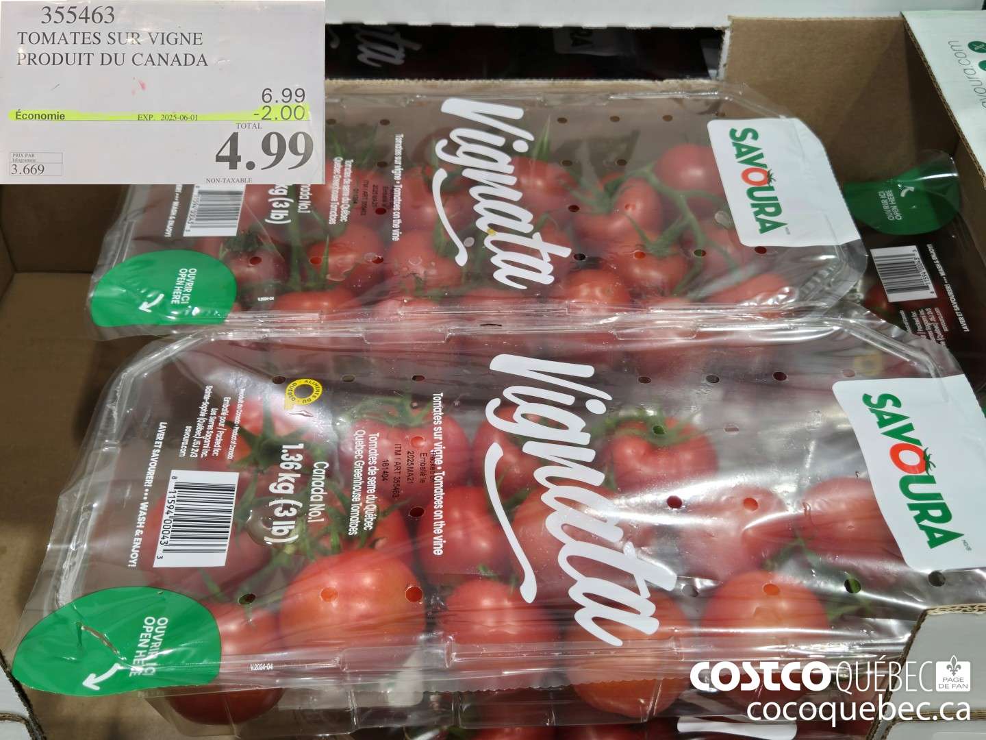 355463 TOMATES SUR VIGNE PRODUIT DU MEXIQUE  ($2.00 INSTANT SAVINGS EXPIRES ON 2025-06-08) $4.99