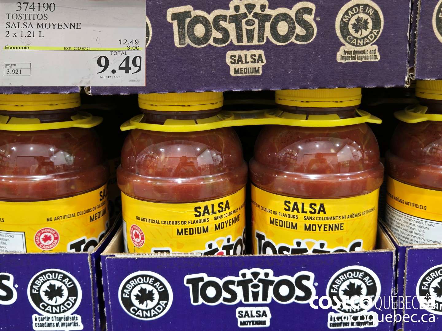 374190 TOSTITOS SALSA MOYENNE  ($3.00 INSTANT SAVINGS EXPIRES ON 2025-05-26) $9.49