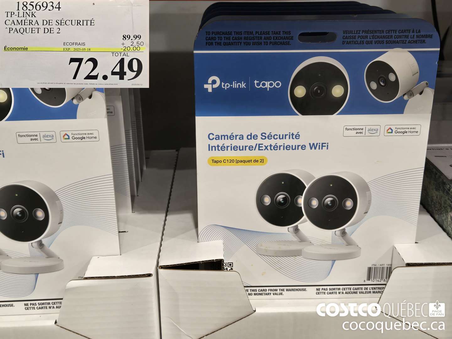 1856934 TP-LINK CAMERA DE SECURITE “PAQUET DE 2  ($20.00 INSTANT SAVINGS EXPIRES ON 2025-05-18) $72.49