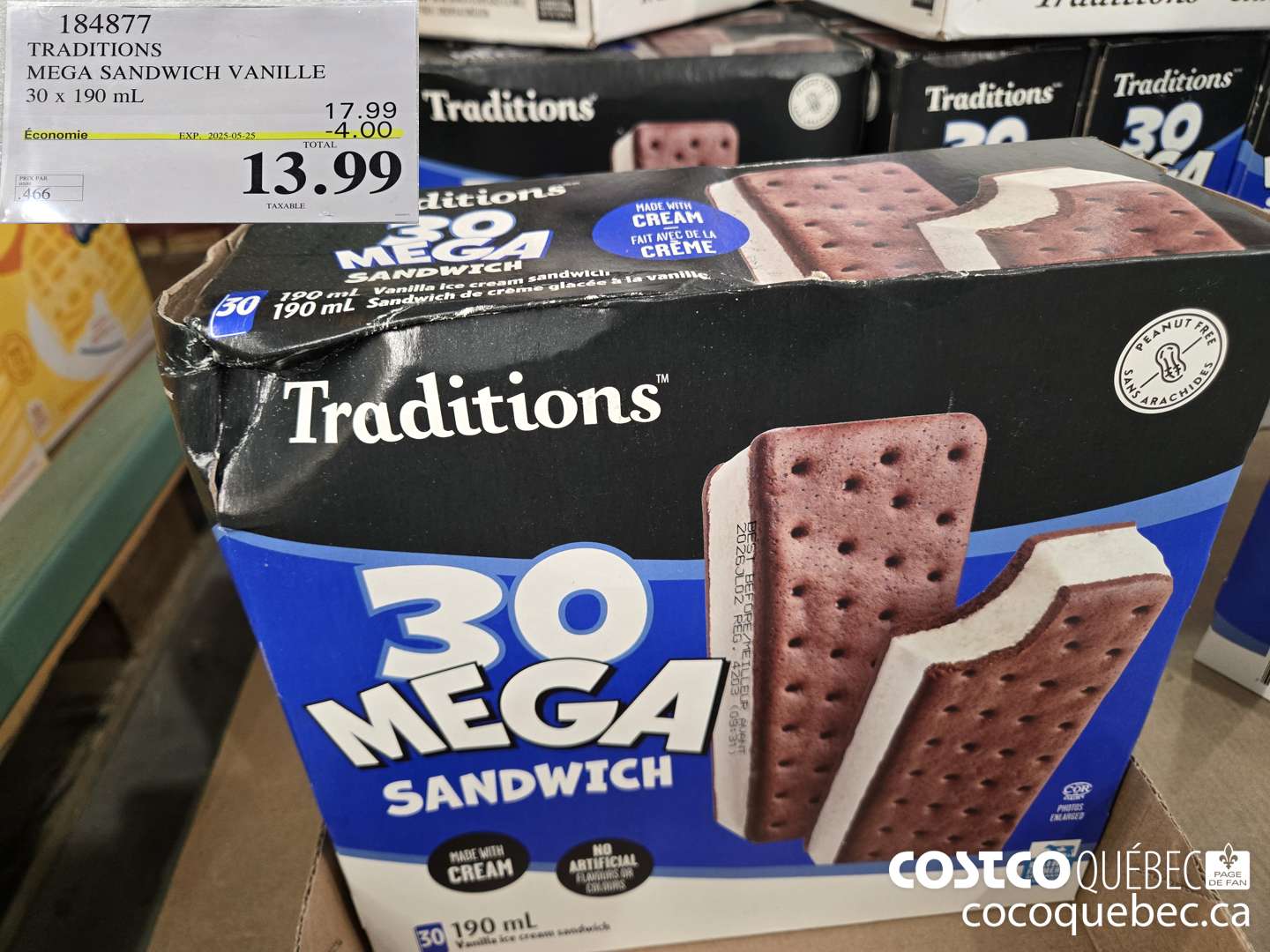 184877 TRADITIONS MEGA SANDWICH VANILLE 30 x 190 mL  ($4.00 INSTANT SAVINGS EXPIRES ON 2025-05-25) $13.99