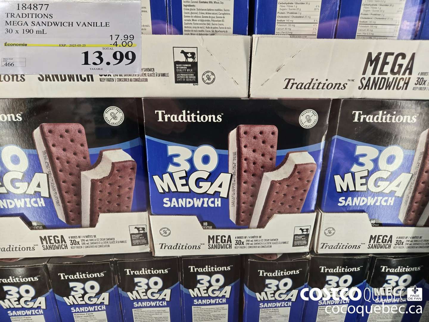 184877 TRADITIONS MEGA SANDWICH VANILLE 30 x 190 mL  ($4.00 INSTANT SAVINGS EXPIRES ON 2025-05-25) $13.99
