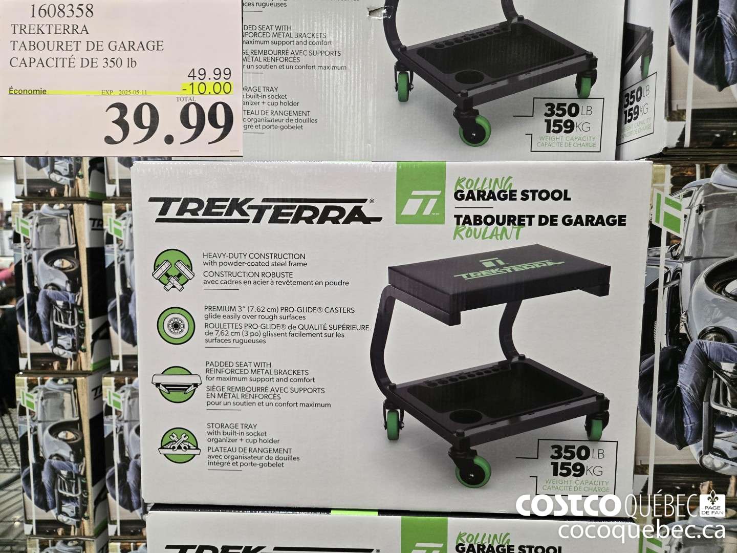 1608358 TREKTERRA TABOURET DE GARAGE CAPACITE DE 350 Ib  ($10.00 INSTANT SAVINGS EXPIRES ON 2025-05-11) $39.99