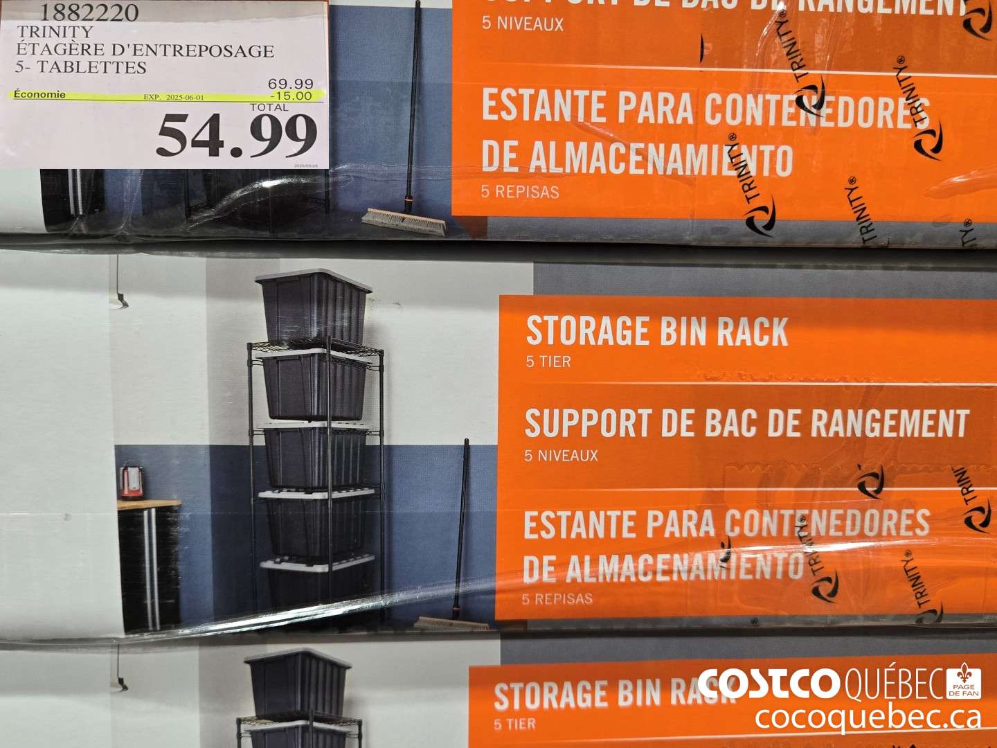 1882229 TRINITY ETAGERE D'ENTREPOSAGE 5- TABLETTES  ($15.00 INSTANT SAVINGS EXPIRES ON 2025-06-01) $54.99