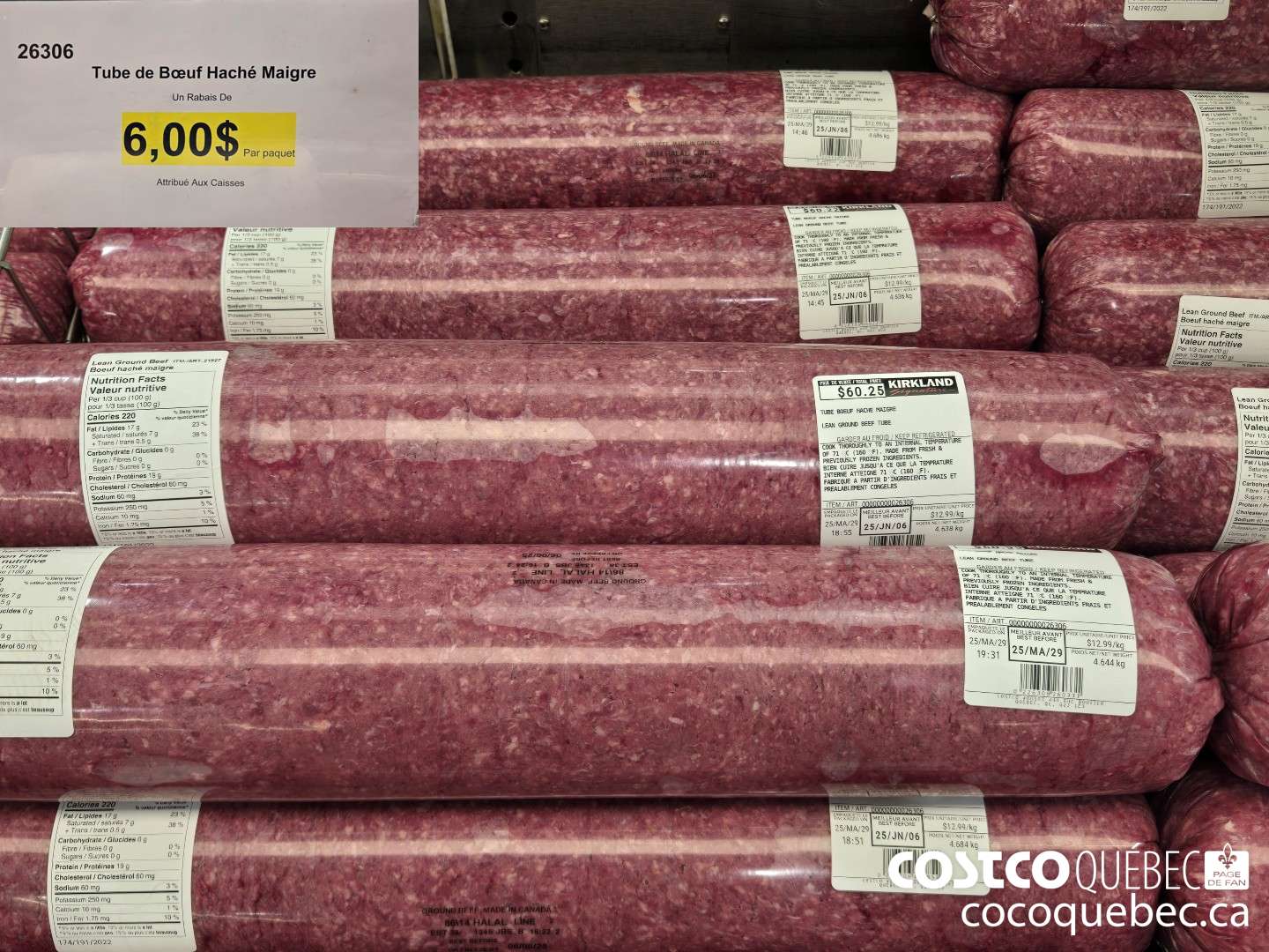 26306 Tube de Boeuf Haché Maigre ($6.00 INSTANT SAVINGS)