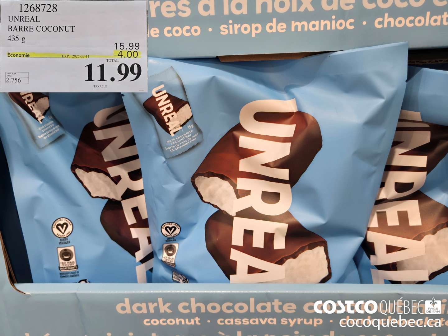 1268728 UNREAL BRAND BARRE COCONUT 435 G ($4.00 INSTANT SAVINGS EXPIRES ON 2025-05-11) $11.99