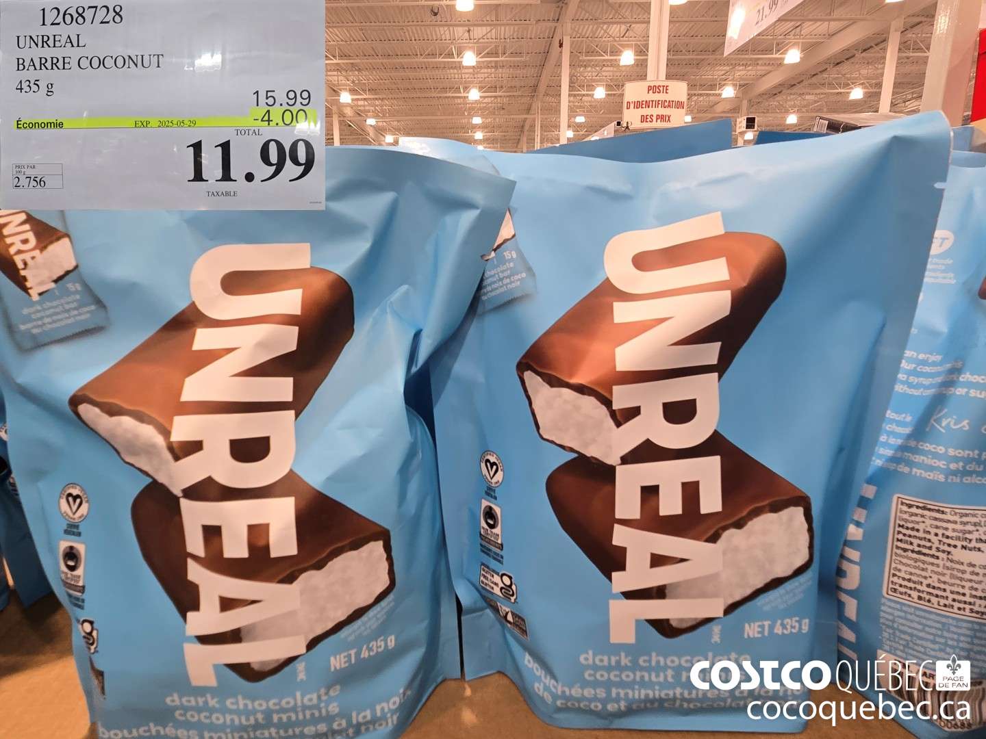 1268728 UNREAL BRAND BARRE COCONUT 435 G ($4.00 INSTANT SAVINGS EXPIRES ON 2025-05-29) $11.99