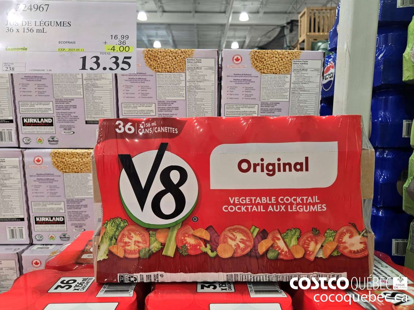 324967 V8 JUS DE LEGUMES 36 x 156 mL $13.352.99 ($4.00 INSTANT SAVINGS EXPIRES ON 2025-05-11)