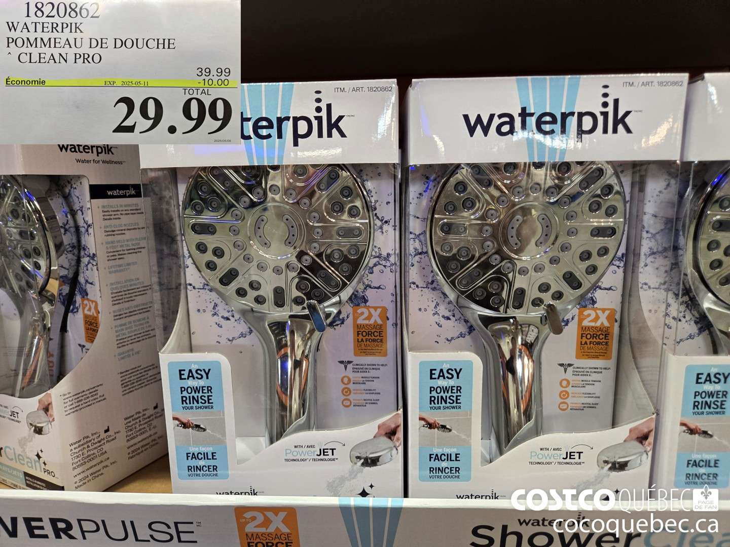 182086 WATERPIK POMMEAU DE DOUCHE * CLEAN PRO  ($10.00 INSTANT SAVINGS EXPIRES ON 2025-05-11) $29.99