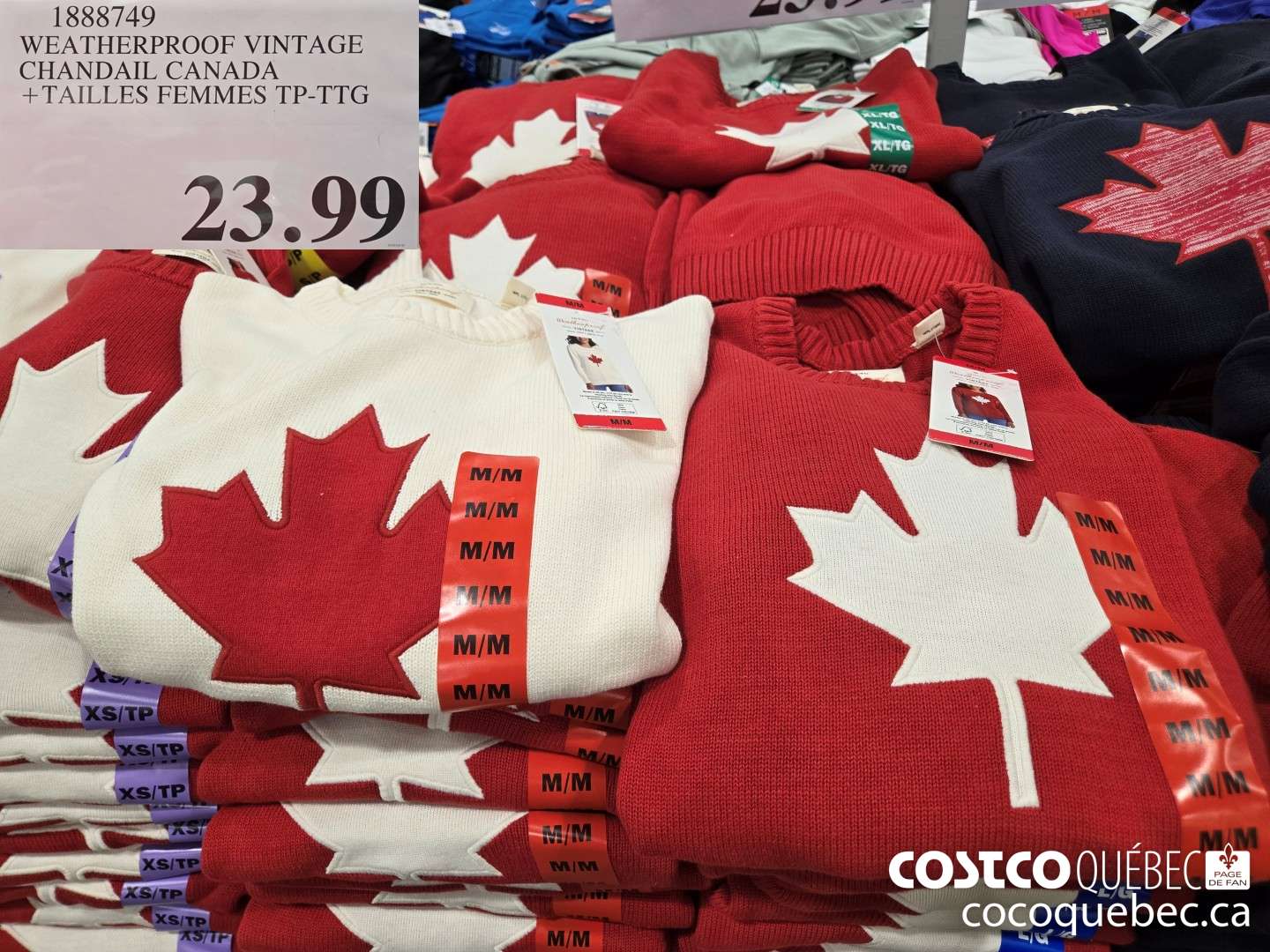 1888749 WEATHERPROOF VINTAGE CHANDAIL CANADA +TAILLES FEMMES TP-TTG  $23.99