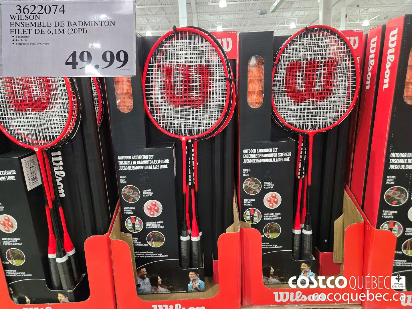 3622074 WILSON ENSEMBLE DE BADMINTON FILET DE 6, 1M (20PI) $49.99