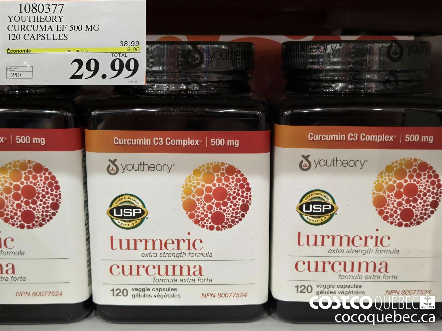 1080377 YOUTHEORY CURCUMA EF 120 GELULES VEGETALES ($9.00 INSTANT SAVINGS EXPIRES ON 2025-05-11) $29.99