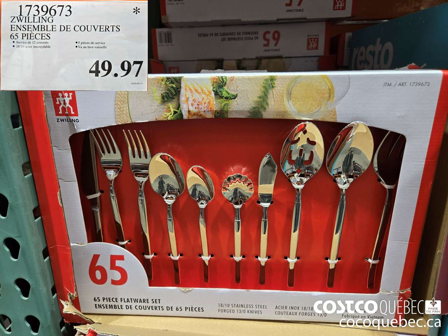 1739673 ZWILLING ENSEMBLE DE COUVERTS 65 PIECES  $49.97